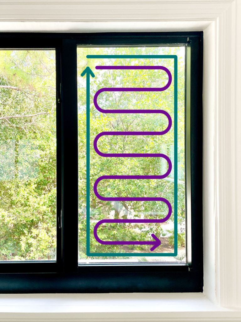 Window With S Pattern Guide For Cleaning Windows