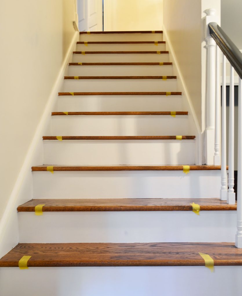 Painters Tape On Steps To Mark Runner Location