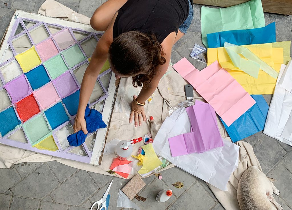 Cleaning Glass On DIY Tissue Paper Stained Glass Window