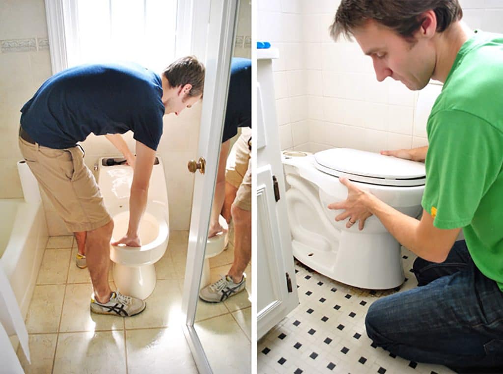 John fixing toilets in DIY installation