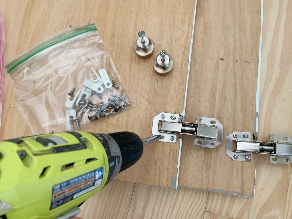 Screwing hidden hinges on backs of wood cabinet doors