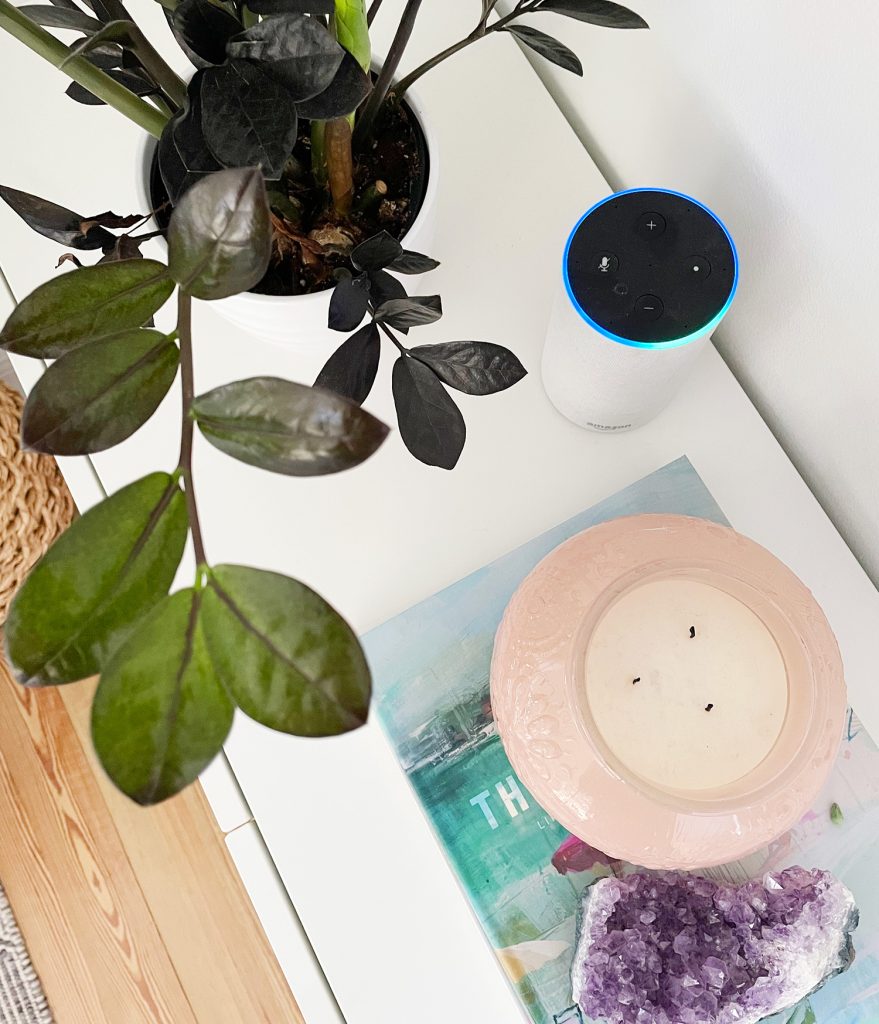 Amazon Echo Alexa Seen Overhead On Console Table