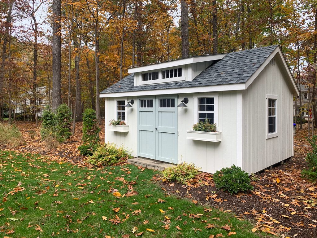 Painted White Shed From Side