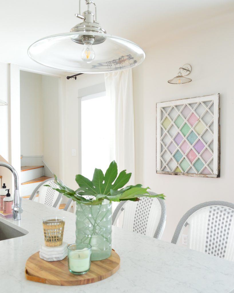 Beach House Kitchen Island With Color Stained Glass DIY Window